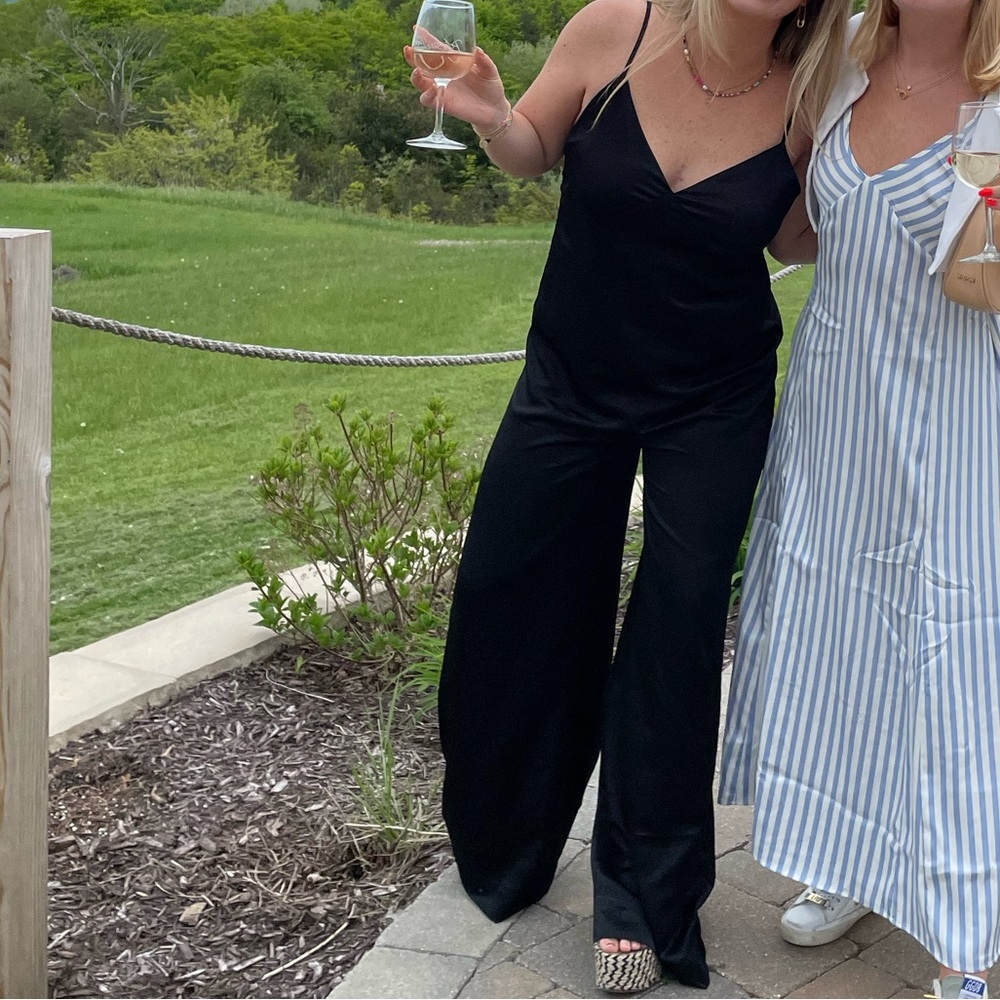 WeWoreWhat Black Silk Jumpsuit